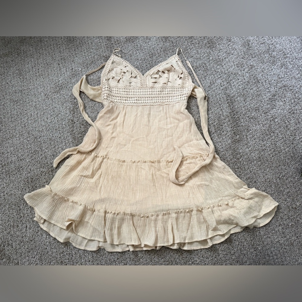 Love Tree Beige Crochet Sundress
